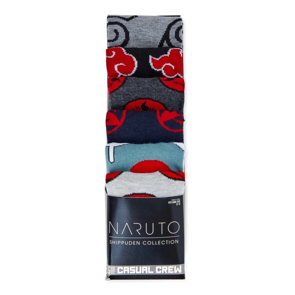 Naruto Shippuden Casual Crew Socks-6 Pairs